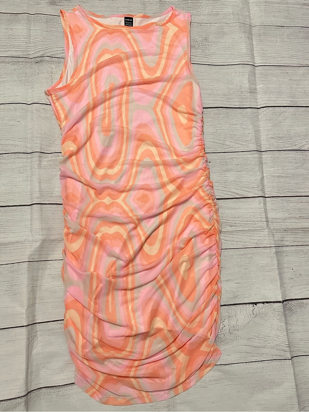 SHEIN Women's Swirl Print Bodycon Dress - Orange & Pink